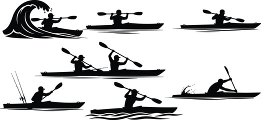 Archery and horseback silhouettes with bows, arrows, mounted archer, dynamic shooting stances, traditional combat sport vector design illustration © Hello World