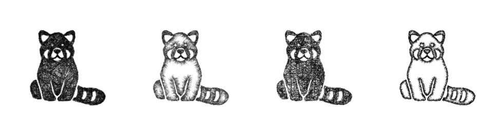 Sketch red panda icon design set © David Zydd