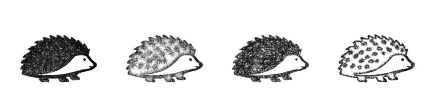 Sketch hedgehog icon design set