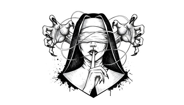 A hooded figure with a bandaged face.