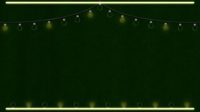 Green Background With Hanging Decorative String Lights Animation.