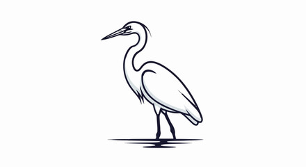 Fototapeta premium Stylized drawing of a white heron standing in water