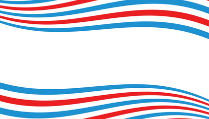 Fototapeta premium Abstract barber pole stripes wavy background in red, white, and blue, dynamic flowing lines design template