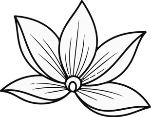 Obraz premium Stylized black outline drawing of a blooming flower with multiple petals