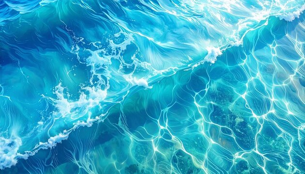 海を真上から見たアングルのイラスト　生成AI素材