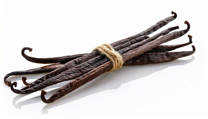 dried vanilla beans on white background
