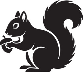 Obraz premium Agile Sitting Squirrel Bushy Tail Vector Silhouettes