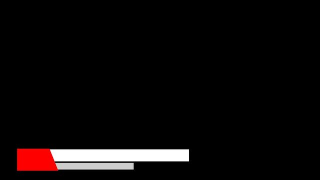 lower third banner animation with red trapezoid icon in the bottom left corner, transparent background