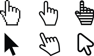 Cursor, Pointer, Hand, Click, Icon, Set, Mouse, Arrow, Interface, Navigation, Selection, Digital, Computer, UI, Symbol, Web, Technology, Control, Input, Vector