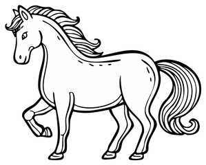 Fototapeta premium Line Drawing of a Majestic Horse in Motion With Flowing Mane and Tail