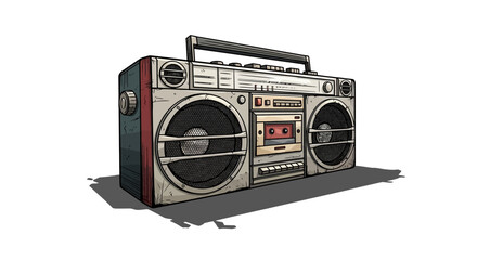 Retro boombox cassette player sketch