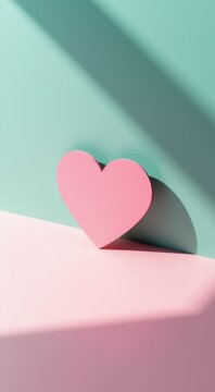 Pink heart shaped object on a pink surface love background
