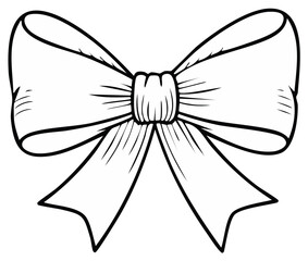 Decorative Knot Bow Ribbon Illustration for Graphic Design Projects, Black and White Outlined Bow