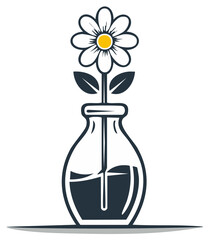 Fototapeta premium Flower in a vase simple illustration isolated on a white background