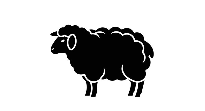 Black sheep silhouette vector icon illustration. Farm animal livestock symbol isolated on a clean white background, simple graphic design.