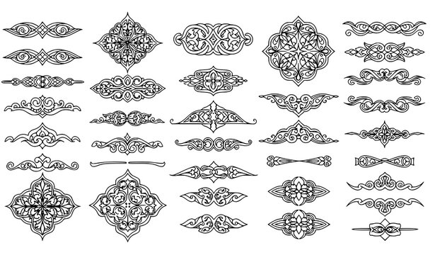 Elegant arabesque ornamental vector set with decorative borders and classic patterns