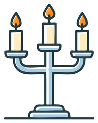 Obraz premium Ornate candelabra with three lit candles emitting bright warm light, vintage elegant style