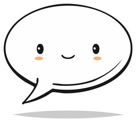 Obraz premium Cute kawaii speech bubble with happy face and blush cheeks