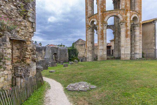 Charroux Abbey ruins showing ancient French architecture