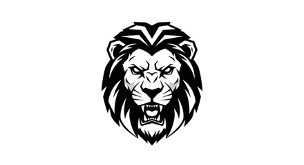 Fototapeta premium Black and White Lion Head Illustration.
