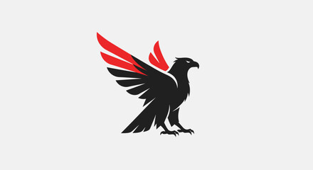 Obraz premium Black Bird Logo with Red Accents.