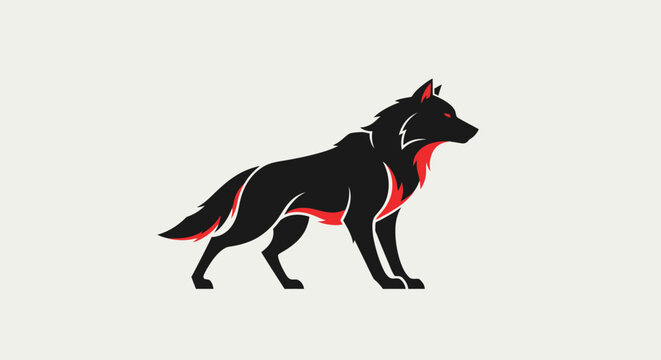 Black Dog Illustration with Red Accents.