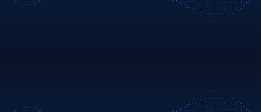 Dark blue abstract background vector illustration featuring subtle glowing blue dotted wave patterns in the corners for technology themes