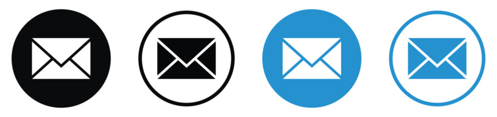 Versatile set of envelope icons in solid and outline styles. Represents electronic mail, business correspondence, and online messaging for contact pages and marketing materials.
