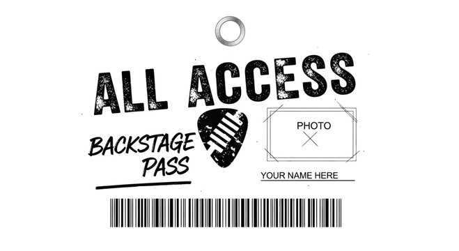 All Access Backstage Pass with Barcode and Photo Area