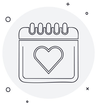 Heart calendar icon with a white background for love and romantic concepts.
