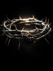 Fototapeta premium Crown of Thorns Symbol on Dark Background – AI Generative