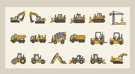 Collection of Various Heavy Construction Machinery. © Sof Yan