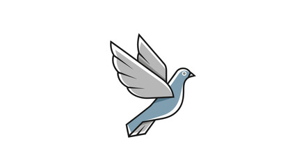 Fototapeta premium Stylized flying dove illustration, a graceful symbol of peace, freedom, and purity, isolated on a white background.