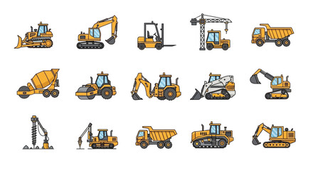 Collection of Heavy Construction Machinery Vehicles. © Sof Yan