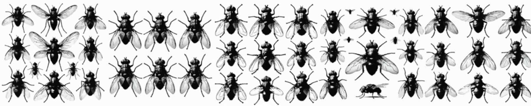 Vector set image silhouette of fly
