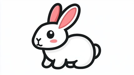 Obraz premium Charming Whimsical Bunny Illustration with Full Body Sketchy Outlines for Joyful Artistic Designs