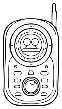 Baby monitor outline with screen showing parent and infant icons