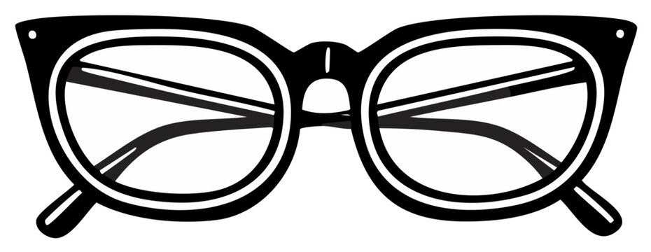 Bold black cat eye glasses with thick rims and clear lenses