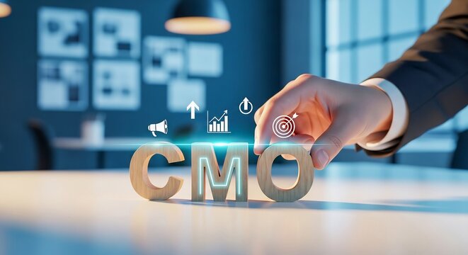 CMO chief marketing officer blocks, digital strategy, corporate leadership and business growth