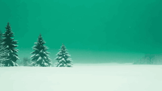 Snow Covered Pine Trees Winter Landscape.