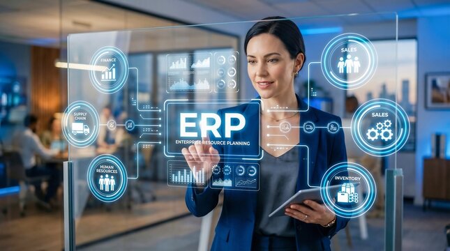 Enterprise Resource Planning ERP system, digital business management, corporate analytics