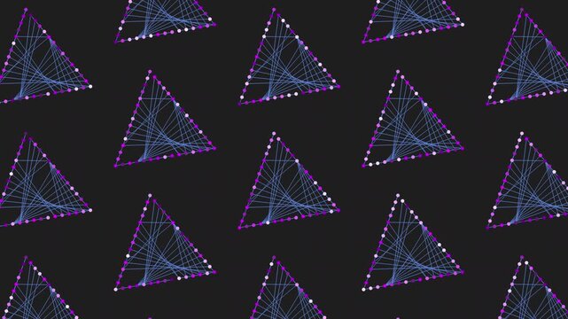 Abstract network triangles pattern on dark background, seamless tech backdrop