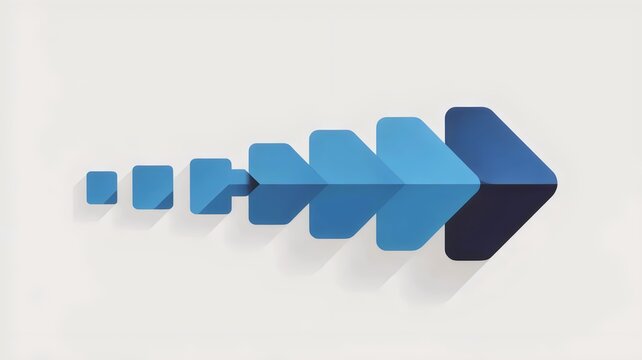 Minimalist blue squares morphing into arrow &ndash; Great for forward momentum, business evolution, or innovative direction visuals.