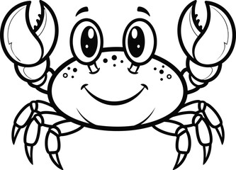 Fototapeta premium A cheerful cartoon crab with a wide smile and big eyes