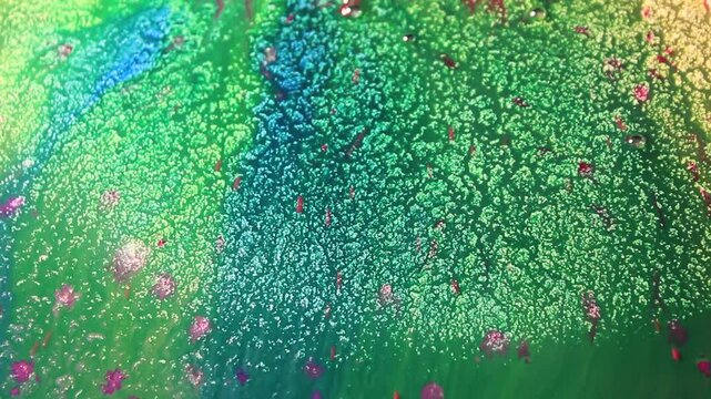 A festive Christmas decoration featuring a red and green fabric texture with a nature-inspired plant pattern and grunge paint design for a summer art wallpaper