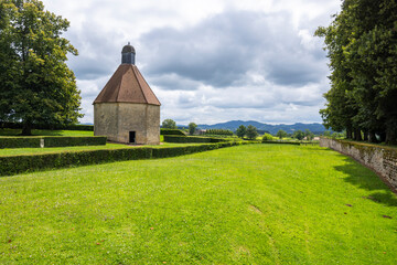 Obraz premium Historic dovecote building standing in French countryside
