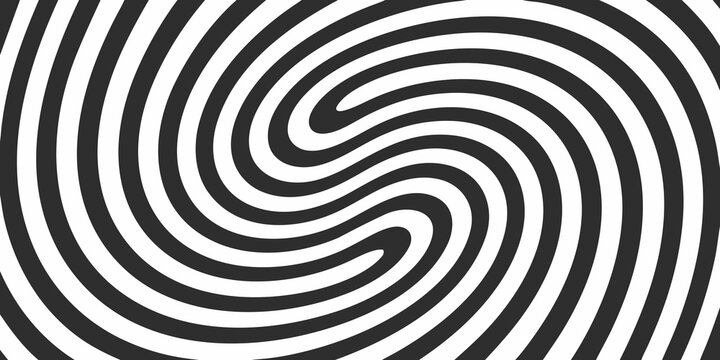 Hypnotic swirling pattern of black and white stripes creates optical illusion