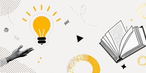 An open book and a glowing lightbulb symbolize knowledge and innovation © Provhash