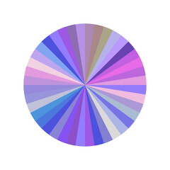 Obraz premium Abstract circle pattern featuring numerous segments of varying purple, blue, and pink hues, creating a harmonious color spectrum on a white background
