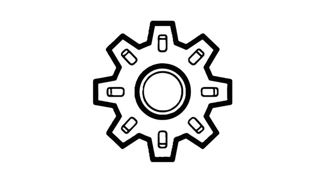 Black Gear Icon with Central Circle.
